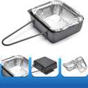 Grease Tray Replacement for Nexgrill 720-0896 720-0830H 720-0830D, Grill Drip Pan Rreplacement Grease Catcher Cup Box for Cuisinart CGG-7400 with 15 Pack Aluminum Foil Liner