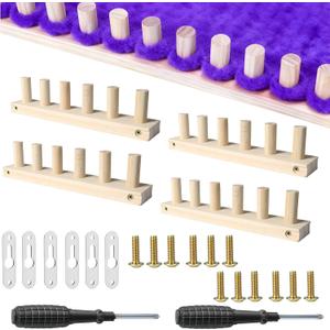 Mtuiewo 24'' Chunky Blanket Loom with Screwdriver, 2 Pcs 12'' No-Needles Hand Knitting Loom, Blanket Looms for Bulky Yarn Crafts, Beginner Knitting Kit, Adjustable & Reusable(24'' Total)