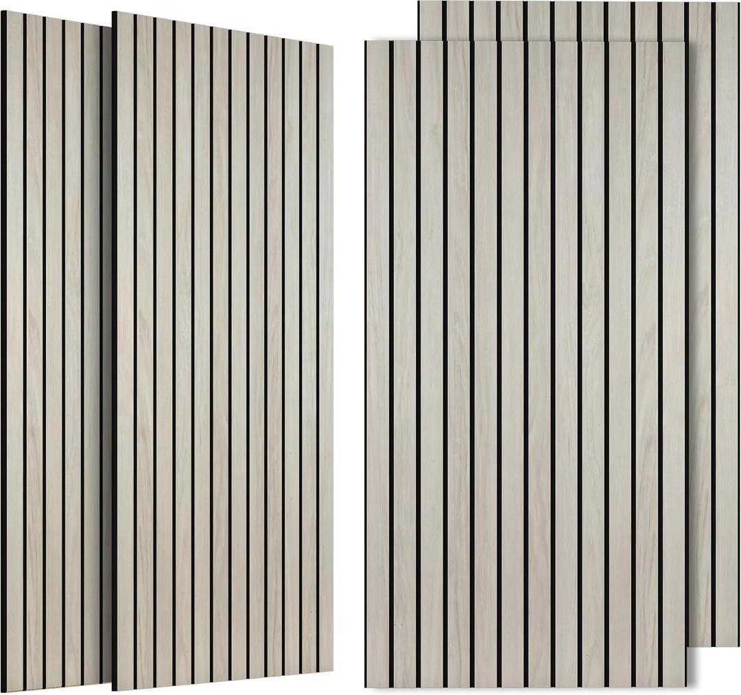 Acoustic Wall Panels,4 Pack 47.2”x23.6”x0.35”, Natural Oak
Simulated Wood Grain Finish Wall Panels,Decorative Acoustic Wall Panels,PVC Wood Wall Panels for Office,Home Theater,Studio
