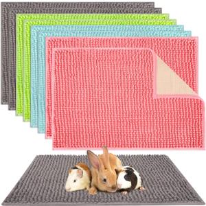 Barydat 8 Pcs Guinea Pig Cage Liner for Guinea Pig Cage Bedding Reusable Rabbit Mat Pad Washable Training Pad Animal Sleeping Bedding Mat(16x12'',Gray, Green, Pink, Blue)