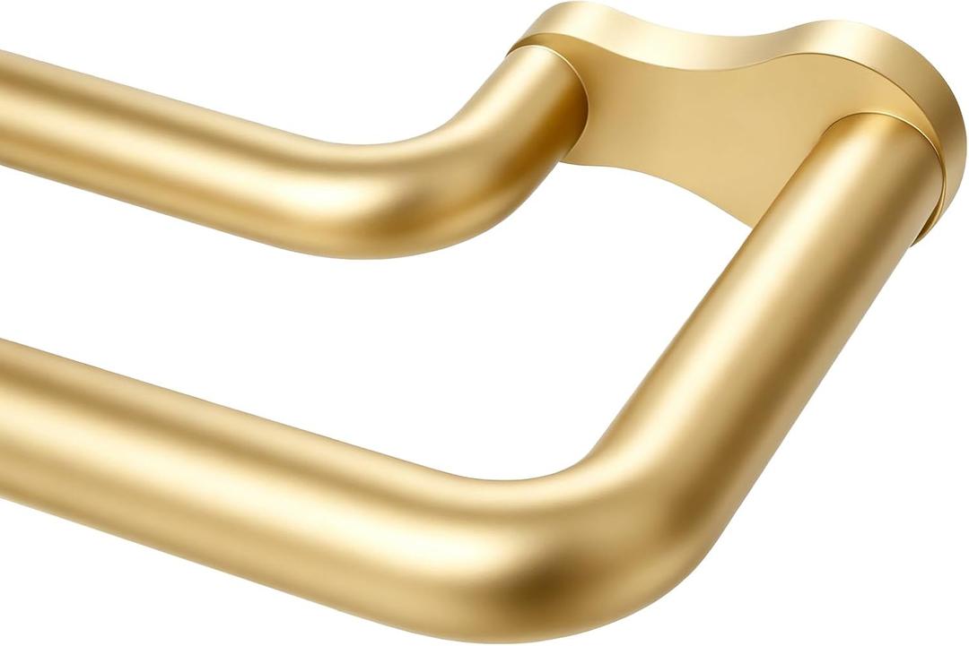 KAMANINA Double Curtain Rod 72 to 150 Inch, Gold Wrap Around Drapery Rods