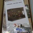 Fsolis Book Nook Kit - DIY 3D Wooden Puzzles for Adults Coffee House with Cat Diorama Booknook Bookstore Mini House Building Kit Gifts for Women Readers Book Lovers (Corner Coffee Shop)