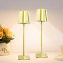 2 Pack Gold Rechargeable Table Lamps, Cordless LED Desk Lamp 5200mAh Battery Operated Touch Lamp for Outdoor, Waterproof Wireless Portable Desk Lamp for Table Restaurant Bedroom
