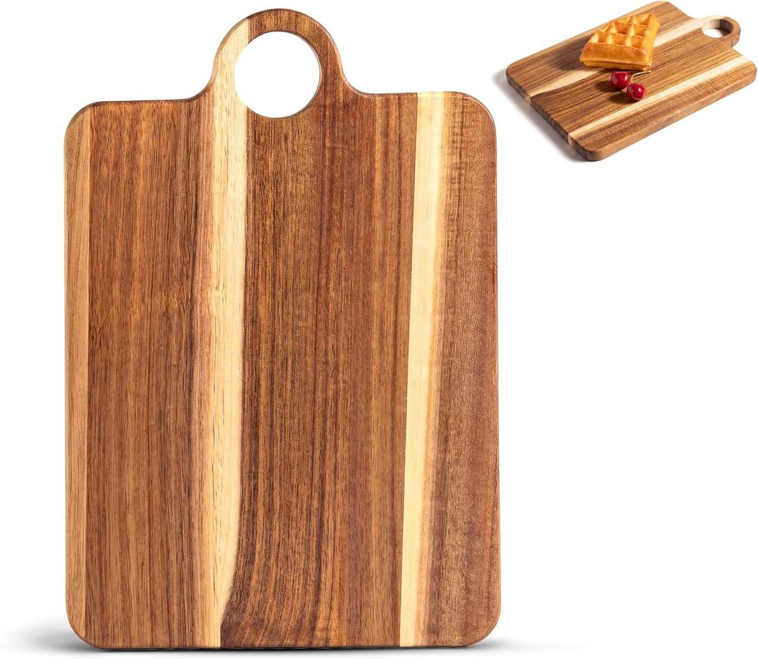 Medium Acacia Wood Cutting Board  Reversible Kitchen Board for Chopping, Serving & Charcuterie