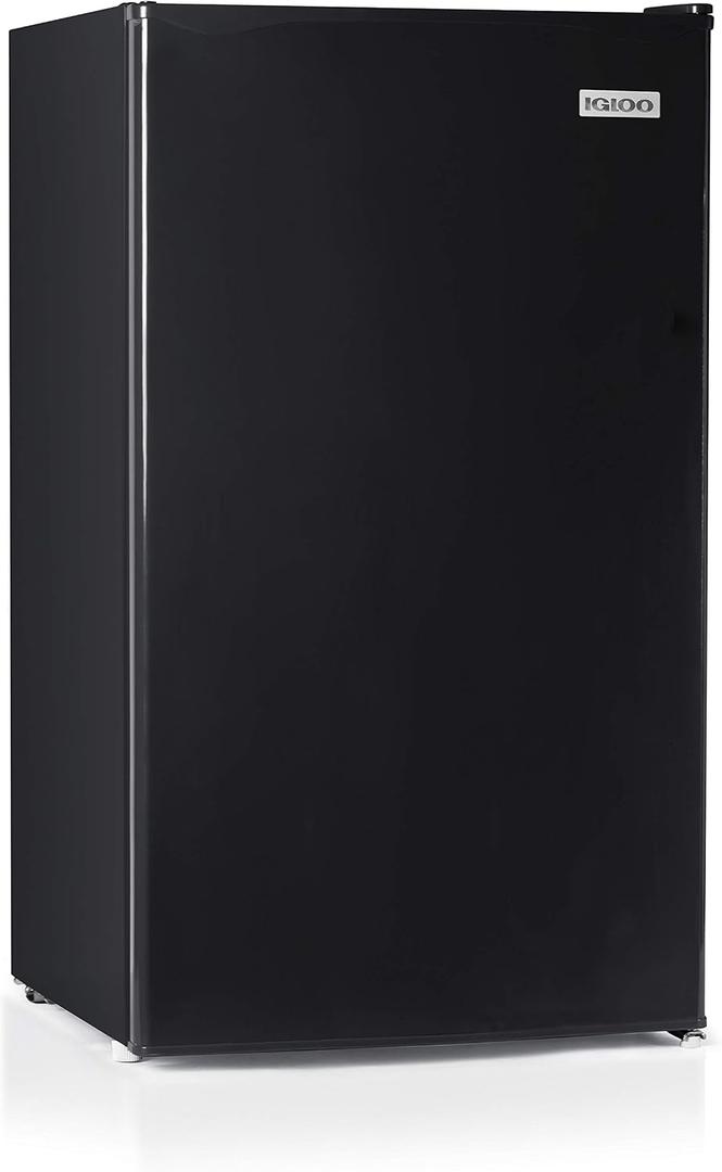 Igloo 3.2 Cu.Ft. Mini Fridge with Freezer - Single Door Compact Refrigerator with Glass Shelves for Homes, Dorms & Offices- Keep Snacks, Drinks & Frozen Foods Cool with Temperature Control Mini Fridge, Black