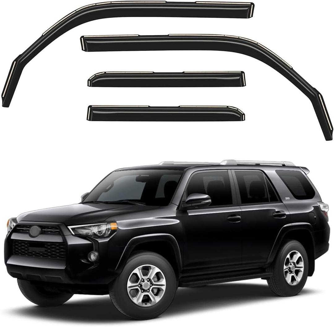 in-Channel Window Visors for Toyota 4Runner 2010-2024Rain Guards Sun Shields Window Deflector Wind Vent Visors4PCS