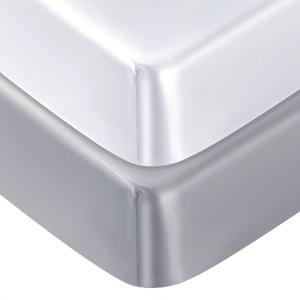 Pro Goleem 2 Pack Satin Soft Crib Sheet Great for Baby with Sensitive Hair Silky Baby Mattress Sheet White and Gray Unisex 52x28x8 Fitted Sheets (2 White  Gray)
