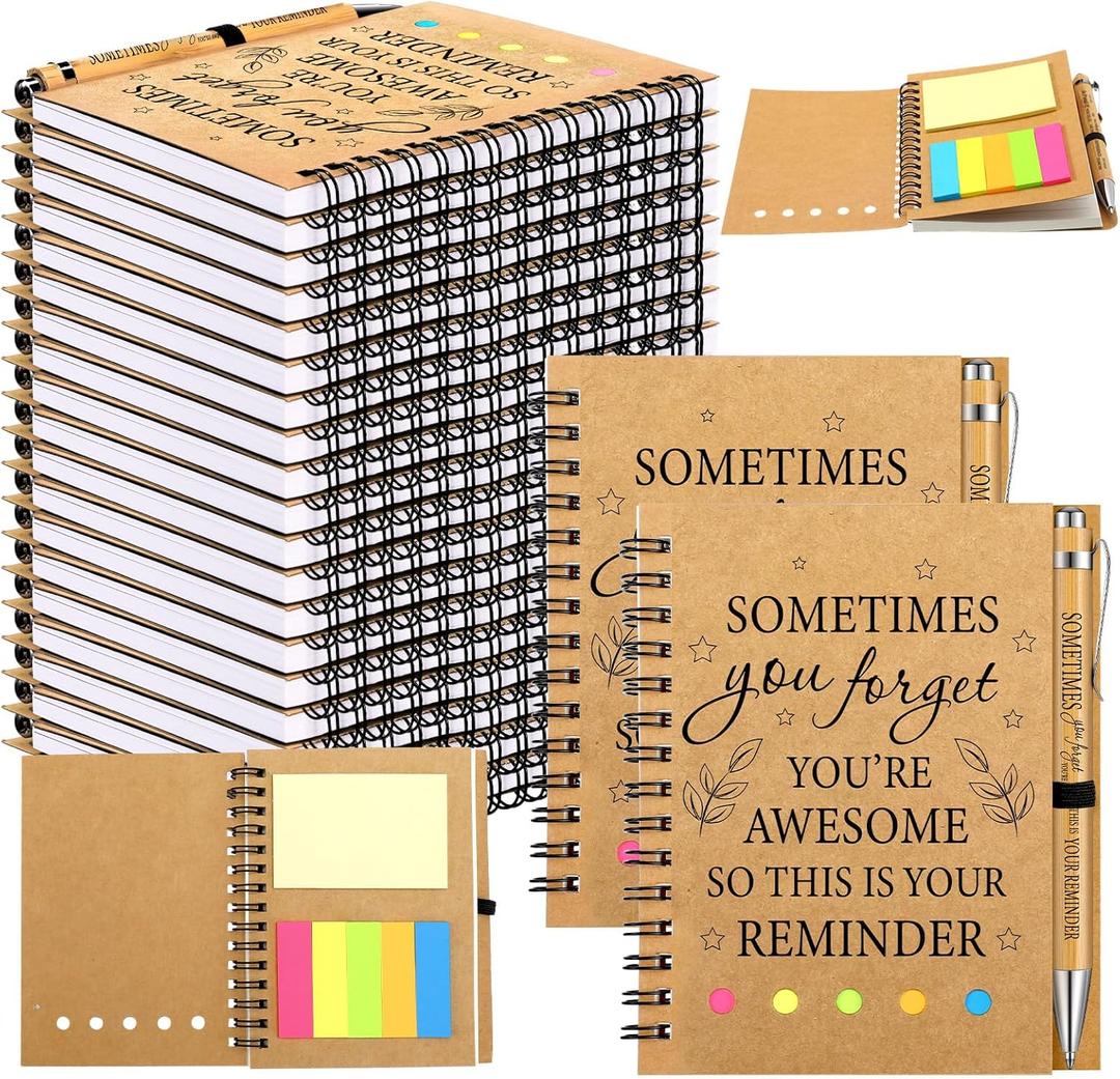 Yeaqee 100 Pcs Inspirational Gifts Set Include 50 Spiral Notebooks 50 Pens May You Be Proud of The Work You Do Motivational Thanks Gifts for Coworker Teachers Back to School (Awesome)