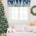 Christmas Gnome Window Valance,Xmas Tree Valances for Kitchen Windows,Winter Snowflakes Branches Rod Pocket Valance Curtain,Dark Blue Short Curtains Window Treatment for Bedroom 54x18in