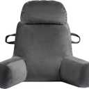 32" X-Large Reading Pillow for Sitting Up in Bed & Post-Surgery Recovery - Super Soft Adjustable Neck Roll Backrest Pillow, Washable Cover for Adults, Watching TV/Gaming(Grey)