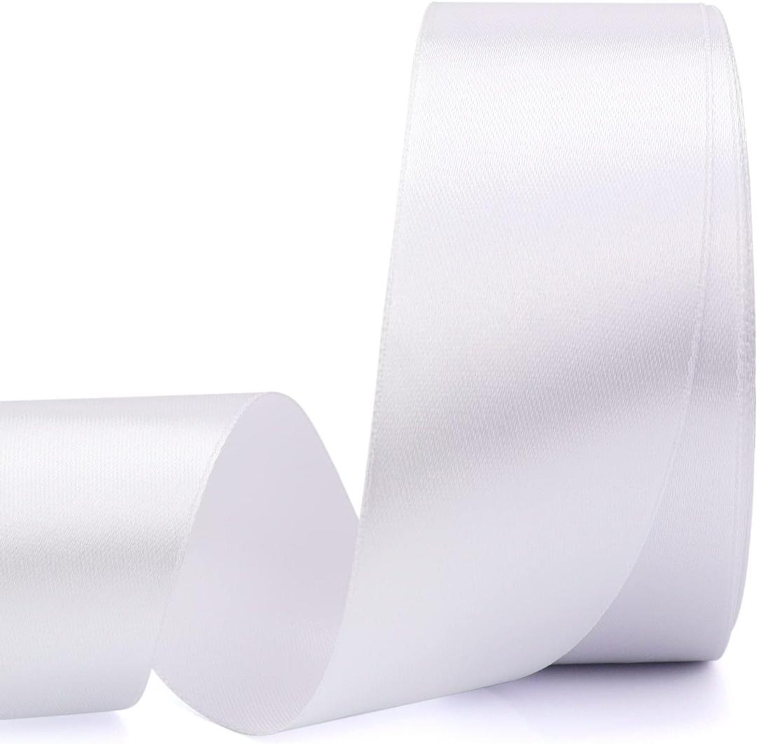 3 x 1-1/2 inch, White Ribbon for Gift Wrapping 50 Yards Perfect Wedding Party Wreath Sewing DIY Hair Accessories Decoration Floral Hair Balloons Other Projects