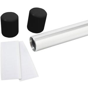 Silver Aluminum Color Guard Flag Pole 6 Ft Set with Plastic Black End Cap Tips and Fastener Strips for Color Guard Silk Flags, Standard Lightweight Practice Pole