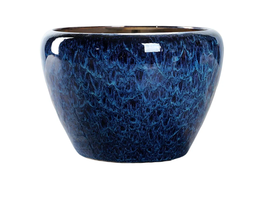 Ceramic Modern Succulent Planter Pot Flowerpot Colored Glaze Finish Flower Pot with Drainage Hole for Indoor Outdoor Use Blue