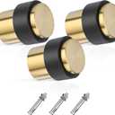 Sumnacon Floor Door Stopper 3 Pack Solid Stainless Steel Door Stop with Rubber Bumper-Safety Floor Mount Doorstop with Screws, Heavy Duty Commercial Industrial Floor Door Stopper, Gold