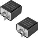 2PCS 12V Speed Adjustable 2 Pin LED Flasher, Electronic Flasher Relay Replacement Hazard Warn Flasher Relay, 2-Pin Hyper Flash Fix Car Motorcycle LED Turn Signal Light (Black)