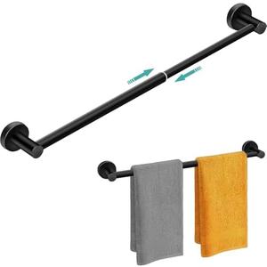 MGahyi Towel Racks for Bathroom-Adjustable Towel Holder(13.18inch-24inch) Sturdy and Rustproof Towel Bar Wall Mounted, Single Towel Bar Rod for Bathroom Accessories(1Pack,Black)