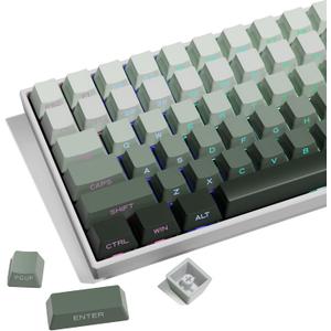 XVX Shine Through Gradient Seaweed Green Keycaps - 136 Keys, Side Print, Double Shot PBT, OEM Profile for Cherry Gateron MX Switches