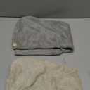 YFONG 2 Pack Microfiber Hair Towel Wrap for Women, Super Absorbent Quick Dry Hair Turban for All Hair Style Anti Frizz, Large Hair Drying Towel with Button (Gray+camel)