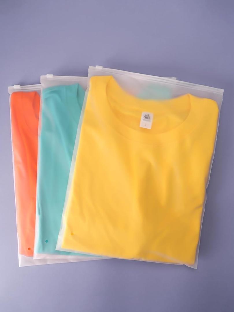 JinRuiKJ 100 Pack Clothes Packaging Bags for Shipping, 10x13'' Frosted Zipper Bag for Clothing Storage or Small Businesses, 3 Mil Thickened Plastic Frosted Bags with Vent Holes (M)