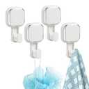 TAILI 4 Pack Suction Cup Hooks for Inside Shower, Powerful Vacuum Suction Shower Holders for Towel, Loofah, Clothes, Damage Free Hanging Versatile Utility Wall Hooks, Easy to Install and Remove, White