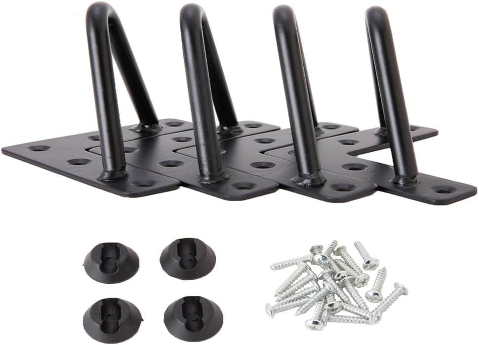 Osring 2 Inch Hairpin Legs Solid Steel Furniture Table Feet 4pcs, Heavy Duty Hairpin Feet 3/8 Dia 2 Rods Furniture Legs Black with Protector Pads for TV Stand, Cabinet and Coffee Table