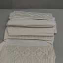 Macrame Over the Door Organizer Boho Decor Nursery Storage, Leaf Weaving Closet Organizers and Storagewith 4 Hanging Pockets, Behind Door for Bathroom, Bedroom (Beige)