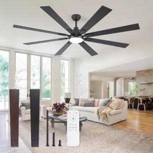 ZMISHIBO 72" Ceiling Fans with Lights for Patio, Living Room, Remote
High CFM Powerful Airflow, Quiet DC Motor, 24W 3 CCT LED, Indoor/Covered Outdoor, Dual-Finish, Damp Rated, Black