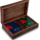 Birthday Gift Ideas Handcrafted Classic Wooden Playing Card Holder Deck Box Storage Case Organizer With Dice & Two Packs of Premium Quality 'Ace' Playing Cards For Men Women