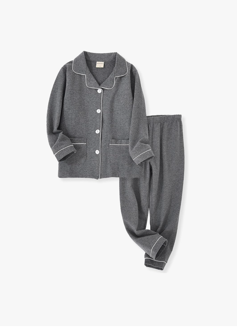 Girls Cotton Pajamas Set Long Sleeve Button Down Pjs Sleepwear Loungewear 2 Piece Set for Daily Size 150