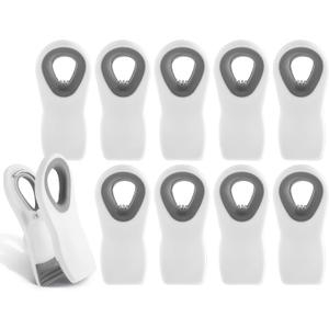 COOK WITH COLOR Bag Clips with Magnet- Food Clips, Chip Clips, Bag Clips for Food Storage with Airtight Seal Grip for Bread Bags, Snack Bags and Food Bags (White, Pack of 10)