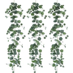 Dallisten 3 Strands Begonia Artificial Vines, 67" Silk Vine Garland with Green Leaves, Fake Hanging Plants Greenery Decor for Home, Bedroom, Wall, Party, Wedding Decoration