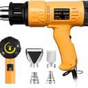 SEEKONE Heat Gun 1800W 122℉-1202℉（50℃- 650℃）Fast Heating Heavy Duty Hot Air Gun Kit Variable Temperature Control Overheat Protection with 4 Nozzles for Crafts, Shrinking PVC, Stripping Paint (5.2FT)