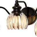 Piepooye Modern Bathroom Light Fixtures 3 Lights Black Vanity Light with Glass LampShade E26 Bulb Indoor Vanity Light Over Mirror for Bedroom Farmhouse Kitchen