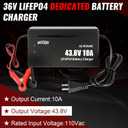 36V 10A LiFePO4 Battery Charger, 43.8V Lithium Battery Charger, Fast Charging, Over-Current and Over-Voltage Protection for 36V Lithium Iron Phosphate Batteries
