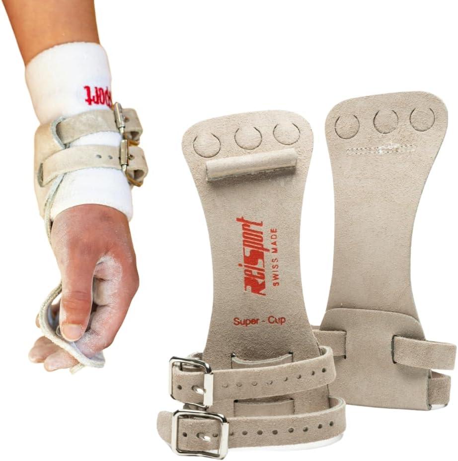 Reisport High Bar Gymnastics Grips for Men - Durable Leather Straps for Secure Grip - Hand Grips for Gymnastics Bars Men & Boys - Gymnastics Equipment & Accessories for Advanced Gymnasts, Made in USA (Small)