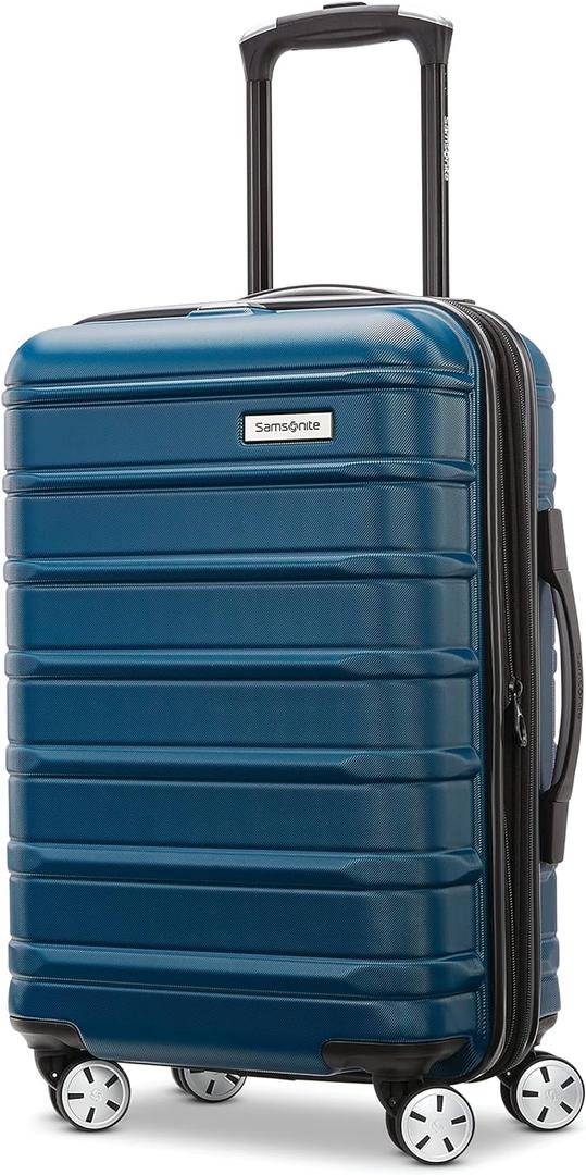 Samsonite Omni 2 Global Carry-On Spinner Luggage - Compact Size For International Travel - Airline-Approved - Features Expandable Polycarbonate Shell, 360 Wheels, USB Power Hub - Lagoon Blue