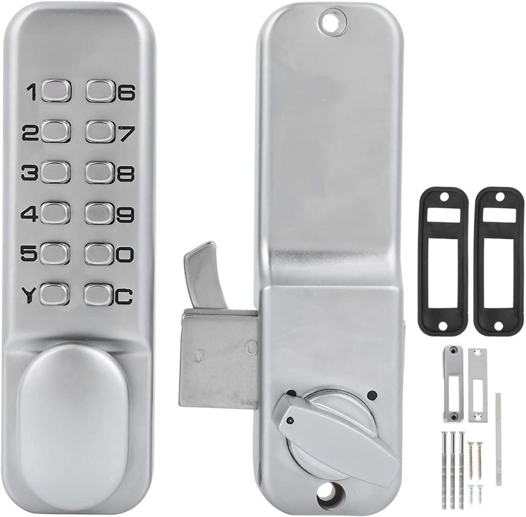 Mechanical Code Lock , Zinc Alloy 1 to 11 Digits Mechanical Combination Lock with Reset , Sliding Door Keyless Entry Door Lock with Keypads Door Knob , for Kitchen Office Balcony Warehouse