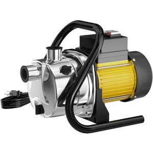 Water Transfer Pump Shallow Well Pump 1.6HP 1800GPH Stainless Steel Pressure Booster Pump for Pool Draining Farm Irrigation Lake Removal Lawn Sprinkler System