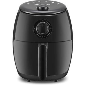 Elite Gourmet EAF-0201 Personal Compact Space Saving Electric Hot Air Fryer Oil-Less Healthy Cooker, Timer & Temperature Controls, 1000W, 2.1 Quart, Black