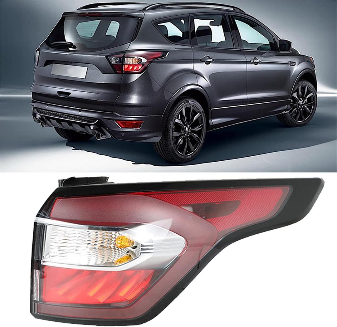 Silscvtt Rear Brake Tail Light Replacement for Escape 2017 2018 2019 with Right Side Lights Red Lens Passenger Side Outer Tail Lamp GJ5Z-13404-C