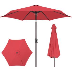 9FT Outdoor Patio Umbrella - Table Umbrella Waterprool UV Protection, Sombrillas de Patio with Push Button Tilt, Sun Umbrella for Pool, Porch, Garden, Deck, Backyard (Red)