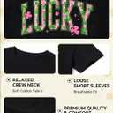 St Patricks Day Shirt Women Crop: Sexy Saint Patricks Day Crop Tops Funny Shamrock Tshirt Irish Graphic Tee (Black, L)