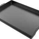 Utheer 23" x 16" Cast Iron Griddle for Gas Grill and Stove Top, Universal Flat Top Griddle with Pre-Seasoned Nonstick Coating, X-Shaped Reinforced Ridges, Perfect for Healthy Cooking, Parties, Camping