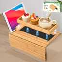 Joy&Grace Couch Arm Tray, 3-in-1 Magnetic Detachable Sofa Arm Table with Phone and Tablet Holder Bamboo Couch Cup Holder, Foldable Sofa Armrest Tray for Eating, Drinks, Phones (Natural)
