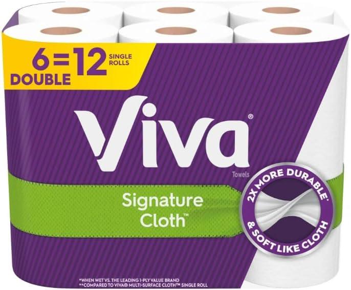 Viva Signature Cloth Towels, (6 Double Rolls), 94 1-Ply Sheets per Roll