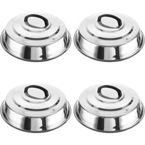 STARVAST 4 Sets Cheese Melting Dome, Stainless Steel Round Basting Steaming Cover, Metal Griddle Grill Accessories Griddles Lid for Flat Top Griddle Teppanyaki BBQ Cooking Indoor & Outdoor