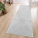 LIVEBOX Washable Runner Rug 2x6, Modern Kitchen Runners Entryway Runner Rug, Non-Shedding Non-Slip Indoor Carpet for Hallway Kitchen Entryway Laundry Room Bathroom (01-ivory/Black)