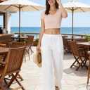 Women's Palazzo Pants for 29"/31" Flowy Travel Wide Leg Yoga Pants 2026 Ladies Casual Summer Loose Beach Lounge (White, S)