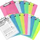YOUEON 15 Pack Plastic Clipboards Standard A4 Letter Size, 9" x 12.5" Multi Color Clipboards Bulk, Hangable Clip Boards with Low Profile Metal Clip for Office, College, Hospital, Teacher