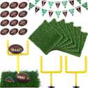 25 Pcs Sports Party Decorations Kit Includes Artificial Grass Mats Mini Ball Football Field Goal Posts Baseball Bat Banner Decorations for DIY Sports Favors(Football Style)